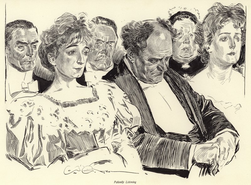 Lyssnar tålmodigt av Charles Dana Gibson