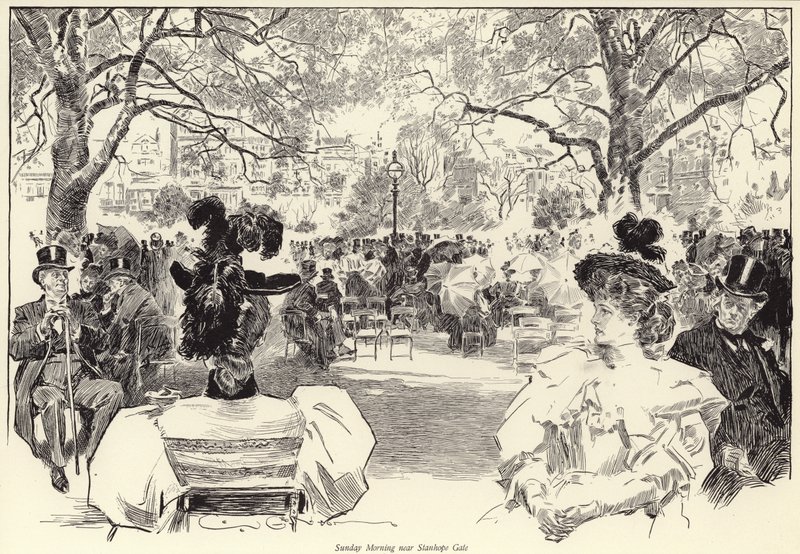 Söndag morgon, nära Stanhope Gate, Hyde Park av Charles Dana Gibson