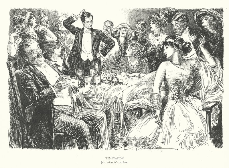 Frestelse, precis innan det är för sent (litografi) av Charles Dana Gibson