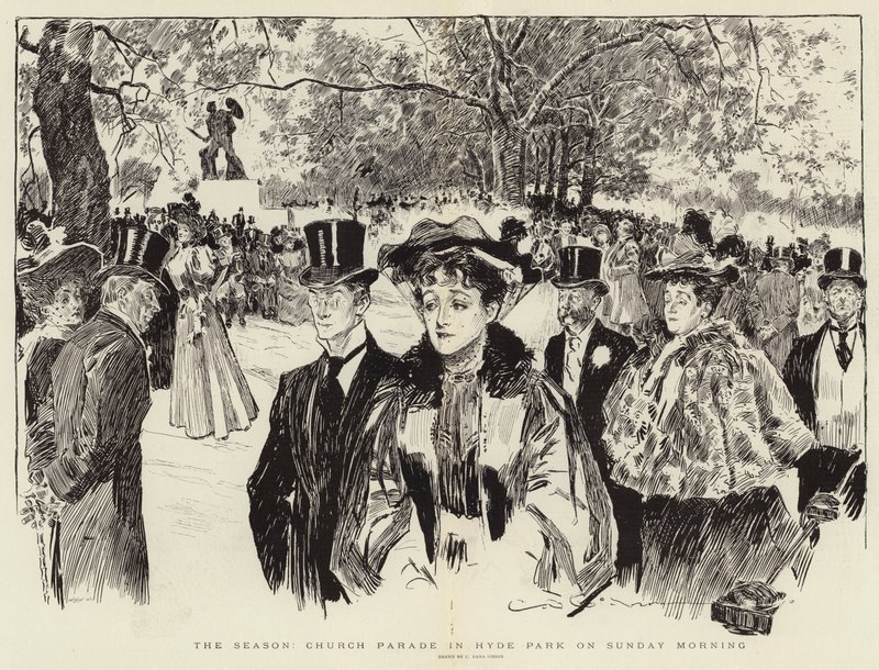 Säsongen, Church Parade i Hyde Park på söndagsmorgonen av Charles Dana Gibson
