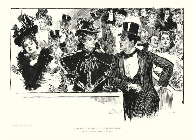 Vild entusiasm vid hästshowen (litografi) av Charles Dana Gibson
