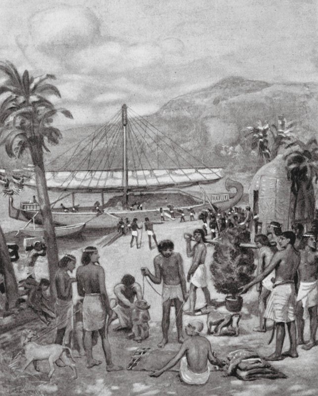 Tidig handel i Egypten (litografi) av Charles Daniel Ward