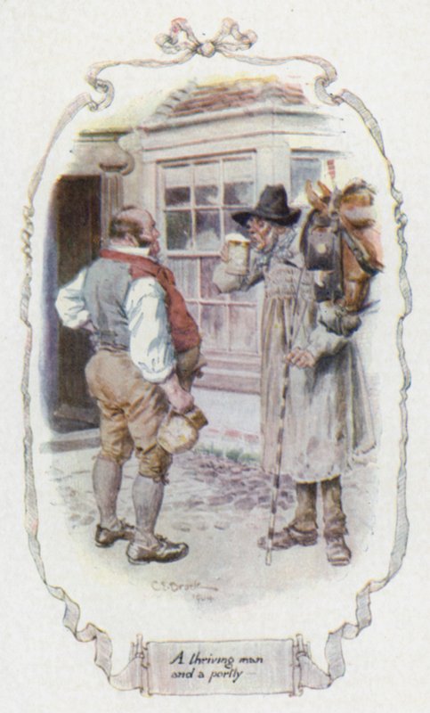 En blomstrande man och en portly (färg litho) av Charles Edmund Brock