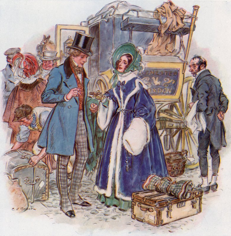 Stora förväntningar, Estella anländer till Cheapside med buss från Rochester av Charles Edmund Brock