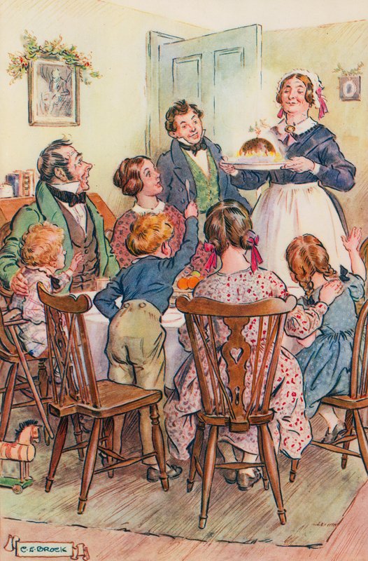 Illustration för A Christmas Carol av Charles Dickens av Charles Edmund Brock