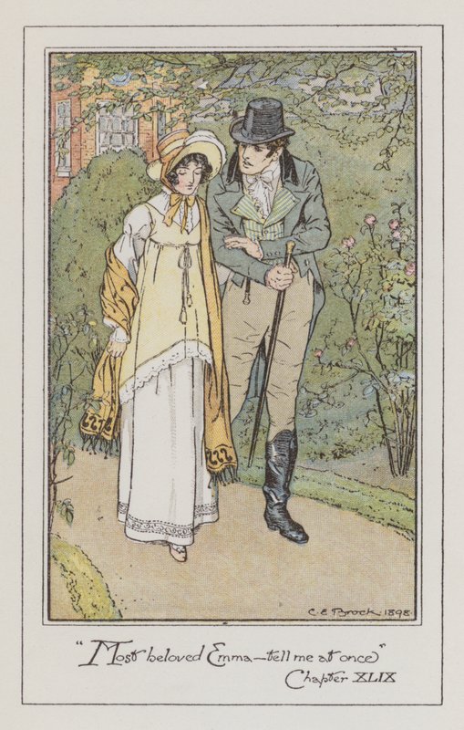 Illustration för Emma av Jane Austen (färg litho) av Charles Edmund Brock