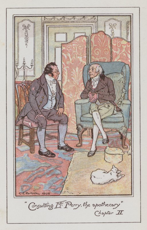 Illustration för Emma av Jane Austen (färg litho) av Charles Edmund Brock