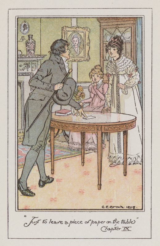 Illustration för Emma av Jane Austen (färg litho) av Charles Edmund Brock