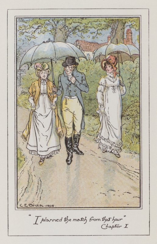 Illustration för Emma av Jane Austen (färg litho) av Charles Edmund Brock