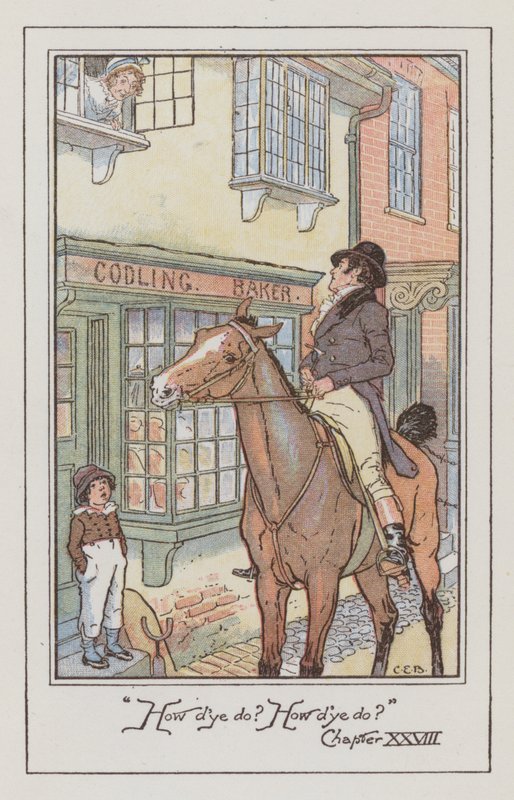 Illustration för Emma av Jane Austen (färg litho) av Charles Edmund Brock