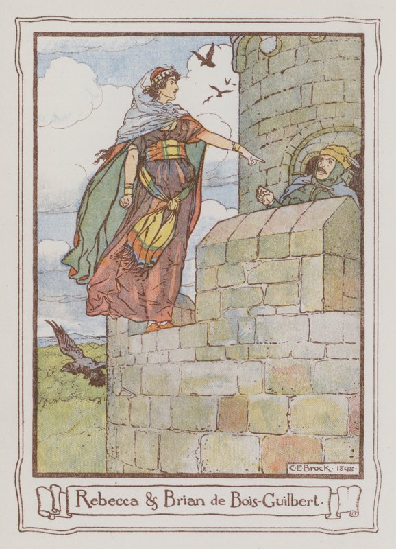 Illustration för Ivanhoe av Sir Walter Scott (litho i färg) av Charles Edmund Brock