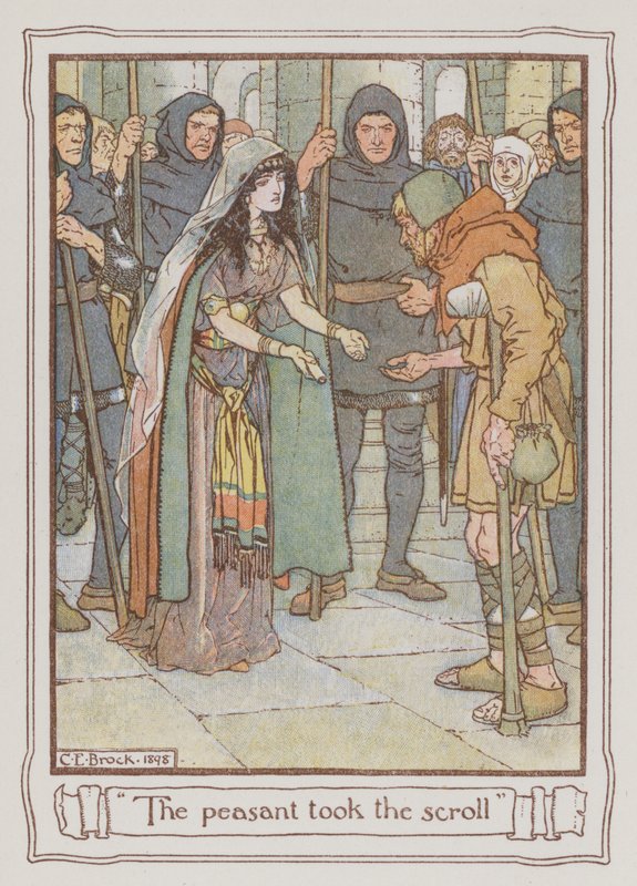 Illustration för Ivanhoe av Sir Walter Scott (litho i färg) av Charles Edmund Brock