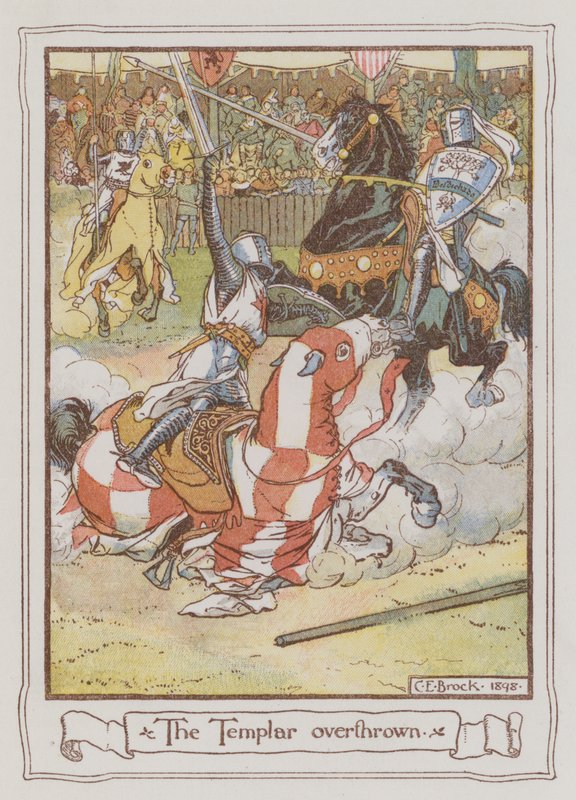 Illustration för Ivanhoe av Sir Walter Scott (litho i färg) av Charles Edmund Brock