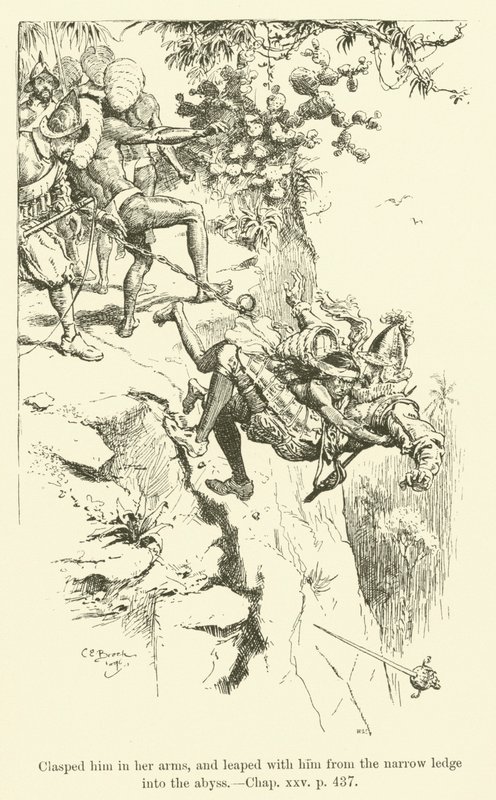 Illustration för Westward Ho! av Charles Kingsley (gravyr) av Charles Edmund Brock