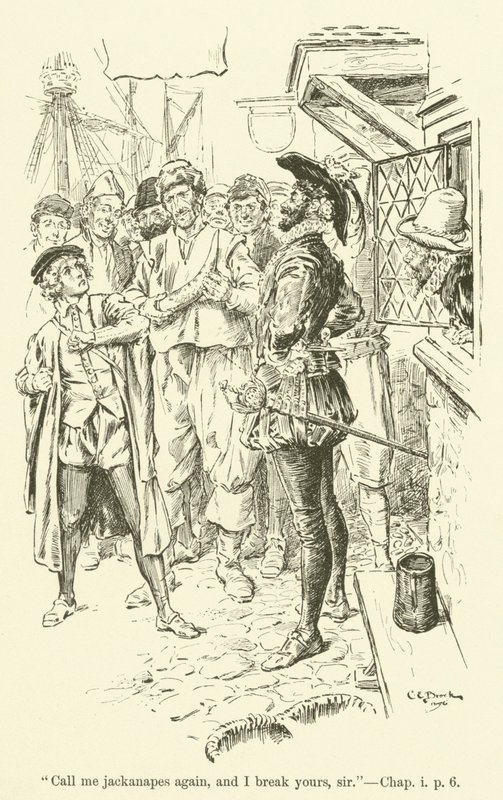 Illustration för Westward Ho! av Charles Kingsley (gravyr) av Charles Edmund Brock