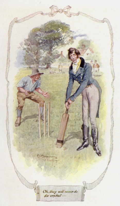 åh! de kommer aldrig att göra för cricket (färg litho) av Charles Edmund Brock