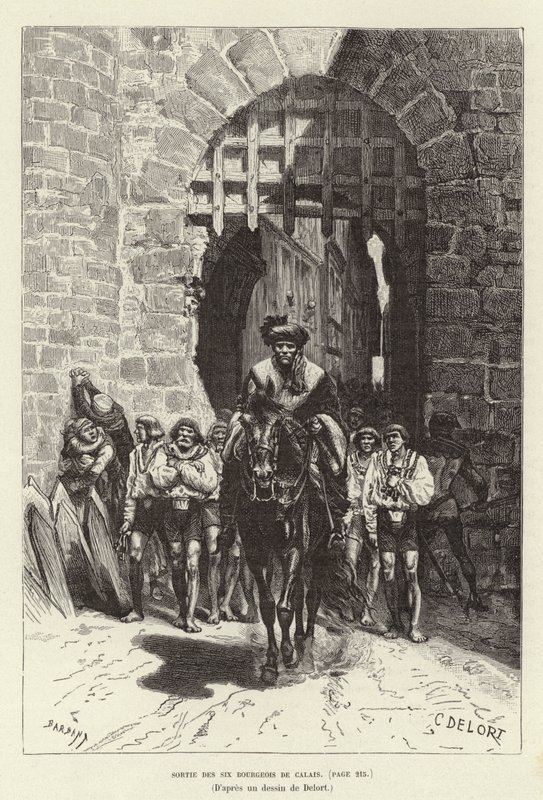 Sortie des six Bourgeois de Calais. De sex borgarna i Calais lämnar staden av Charles Edouard Delort