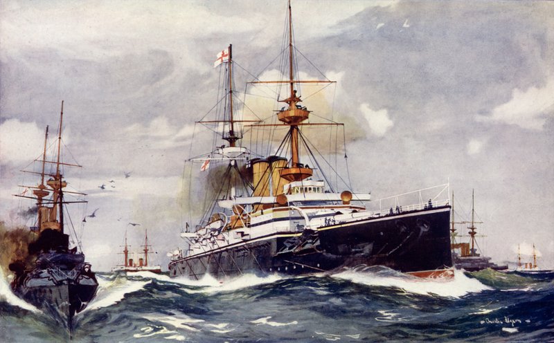 The Majestic. Flaggskepp för Channel Squadron, 1901 av Charles Edward Dixon