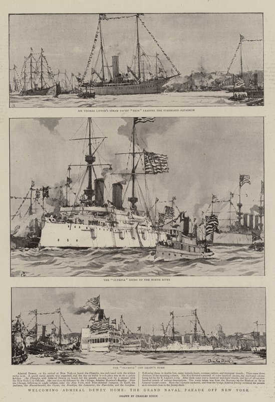 Välkomnande Admiral Dewey Home, Grand Naval Parade utanför New York av Charles Edward Dixon