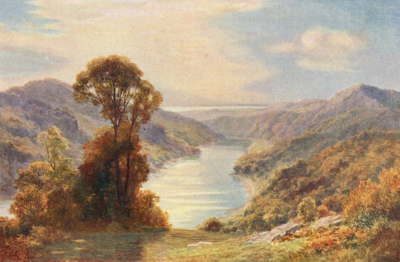 Wye nära sammanflödet med Severn (färglitografi) av Charles Edward Johnson