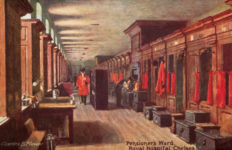 Pensionärsavdelningen, Royal Hospital, Chelsea av Charles Edwin Flower