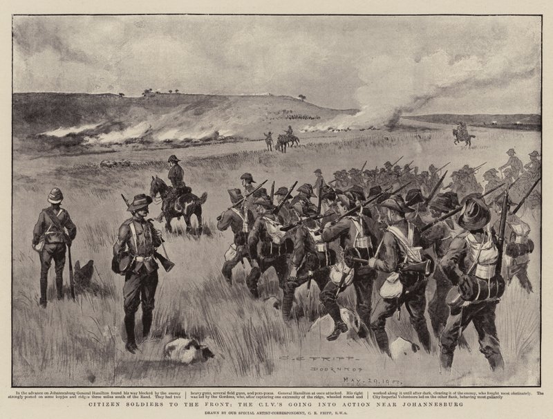 Citizen Soldiers to the Front, CIV:s går till aktion nära Johannesburg av Charles Edwin Fripp