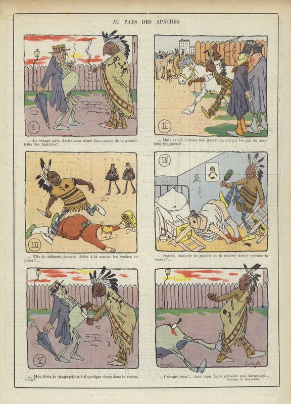 I apachernas land. Illustration för Le Rire av Charles Emile Egli