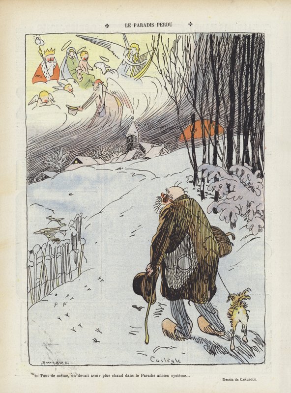 Förlorade paradiset. Illustration för Le Rire av Charles Emile Egli