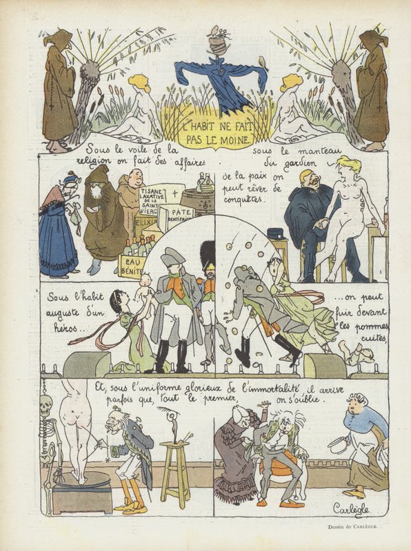 Kläderna gör inte mannen. Illustration för Le Rire av Charles Emile Egli