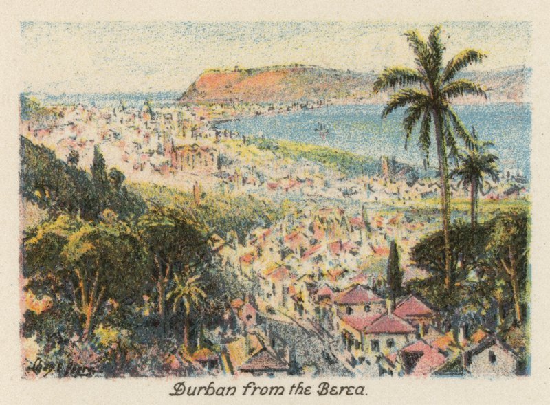 Sydafrika: Durban från Berea (färglitografi) av Charles Ernest Peers