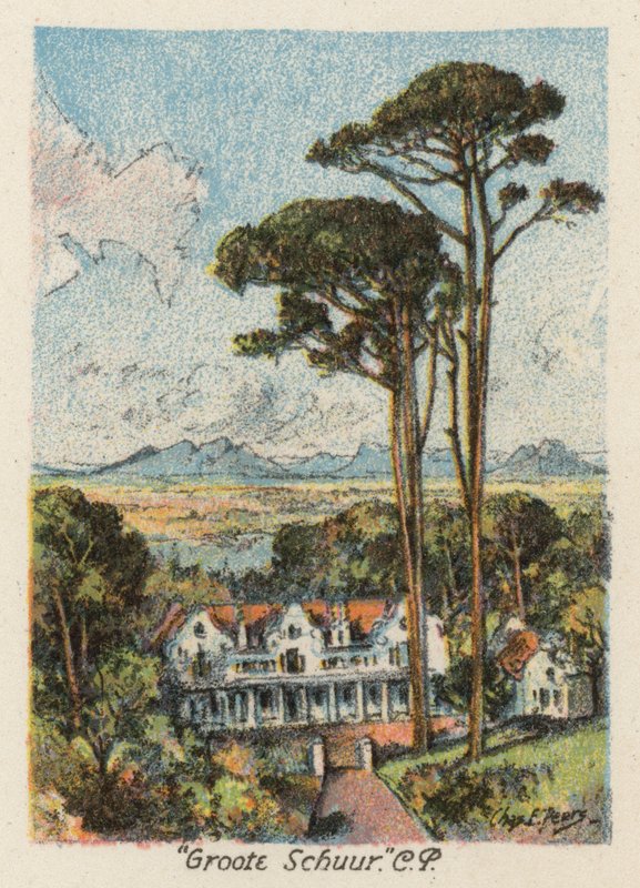 Sydafrika: "Groote Schuur", CP (färglitografi) av Charles Ernest Peers