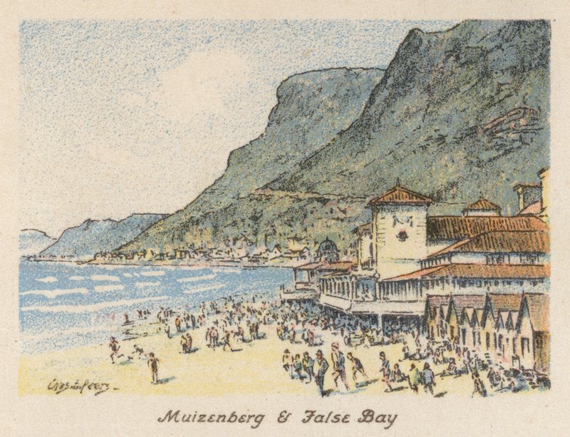 Sydafrika: Muizenberg och False Bay (färglitografi) av Charles Ernest Peers
