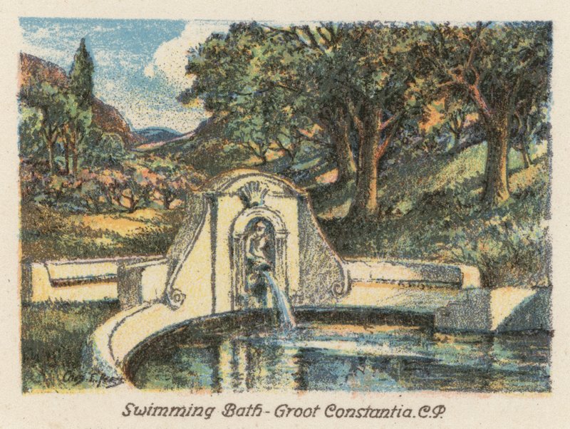 Sydafrika: Simbassäng, Groot Constantia, CP (färglitografi) av Charles Ernest Peers