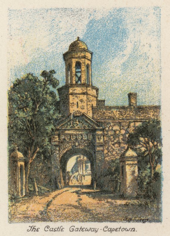 Sydafrika: The Castle Gateway, Capetown (färglitografi) av Charles Ernest Peers