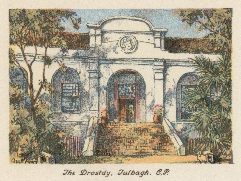 Sydafrika: The Drostdy, Tulbagh, CP (färglitografi) av Charles Ernest Peers