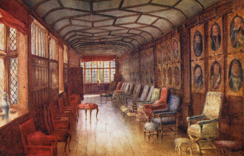 Knole House: Brown Gallery (färglitografi) av Charles Essenhigh Corke