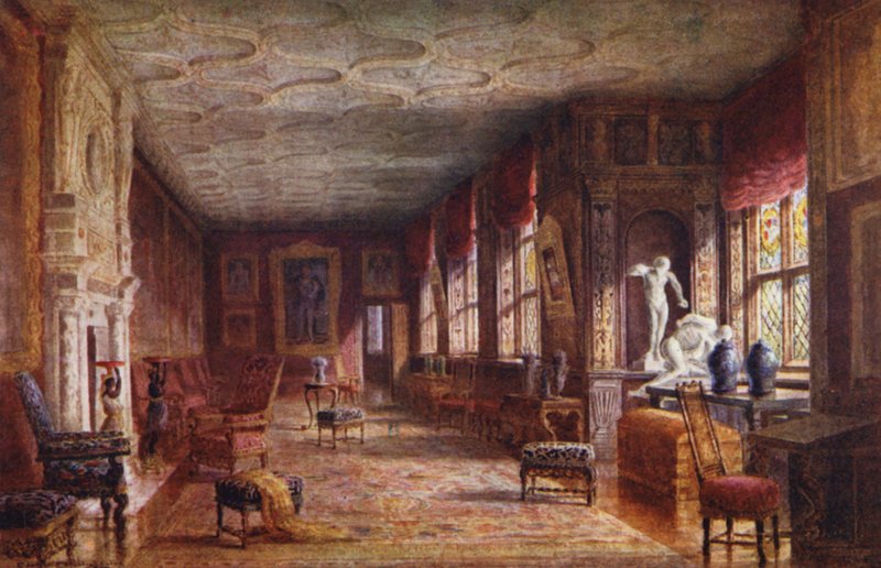 Knole House: Cartoon Gallery (färglitografi) av Charles Essenhigh Corke