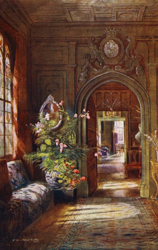 Knole House: Colonnade (färglitografi) av Charles Essenhigh Corke