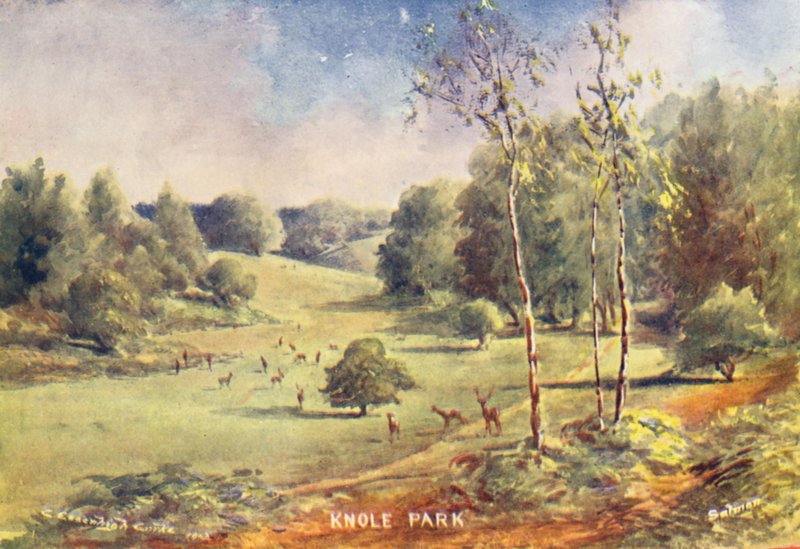 Knole House: Gland i parken (färglitografi) av Charles Essenhigh Corke