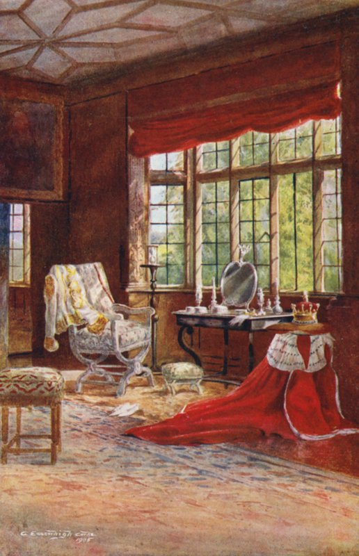 Knole House: Spangled Bedroom, Window (färglitografi) av Charles Essenhigh Corke
