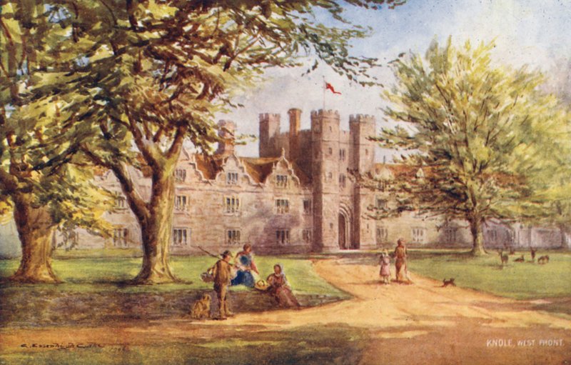 Knole House: Västra framsidan (färglitografi) av Charles Essenhigh Corke