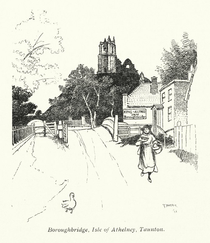 Boroughbridge, Isle of Athelney, Taunton (litografi) av Charles George Harper