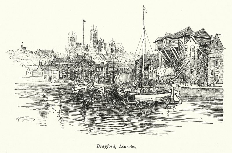 Brayford, Lincoln (litografi) av Charles George Harper
