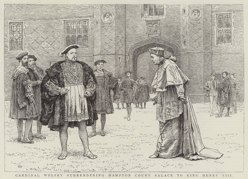Kardinal Wolsey överlämnar Hampton Court Palace till kung Henrik VIII av Charles Green