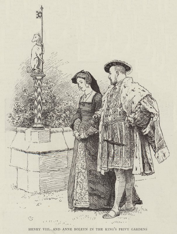 Henrik VIII och Anne Boleyn i kungens privata trädgård av Charles Green