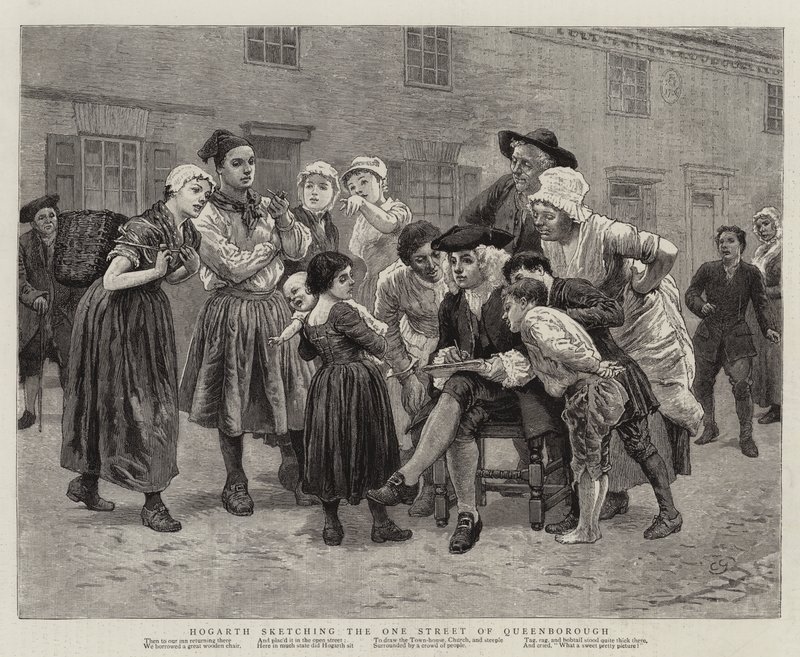 Hogarth skissar på Queenboroughs enda gata av Charles Green