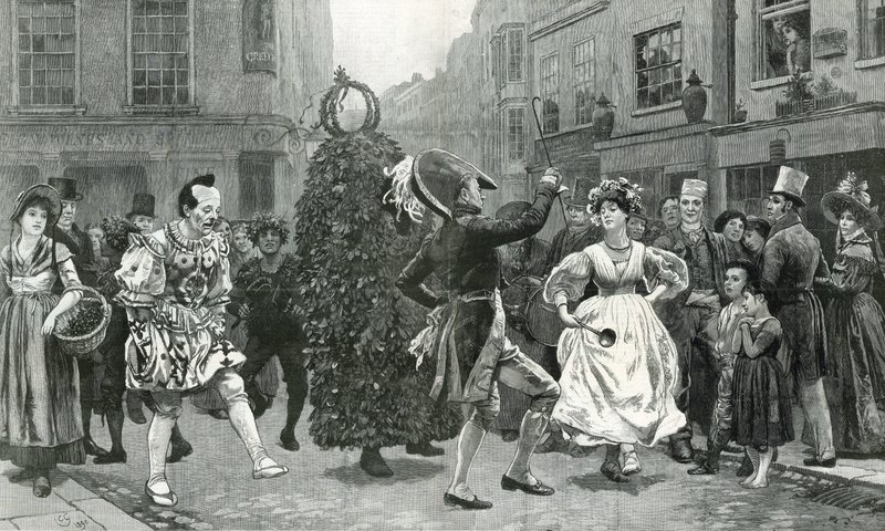 Jack-in-the-Green - en majdagsscen för sextio år sedan (dvs. omkring 1830) av Charles Green