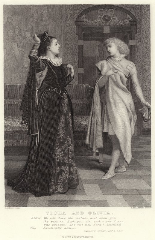 Viola och Olivia, Twelfth Night, Akt I, Sc V av Charles Green