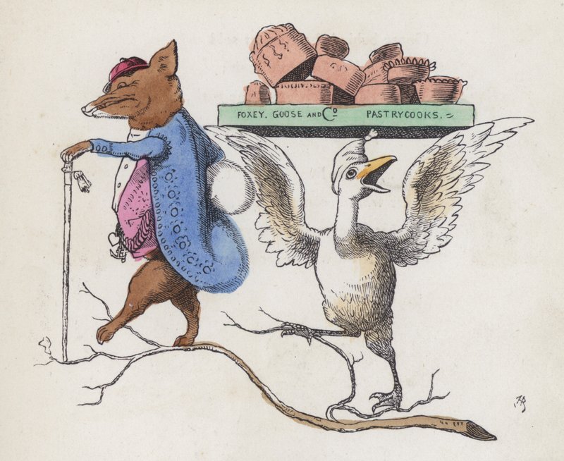 Foxey, Goose & Co, konditorier (färgad gravyr) av Charles Henry (after) Bennett