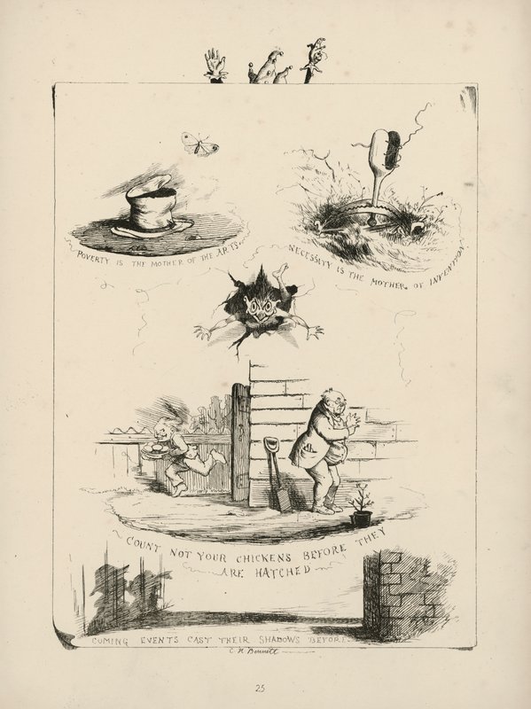 Sida från Ordspråksboken med bilder av Charles H Bennett av Charles Henry (after) Bennett